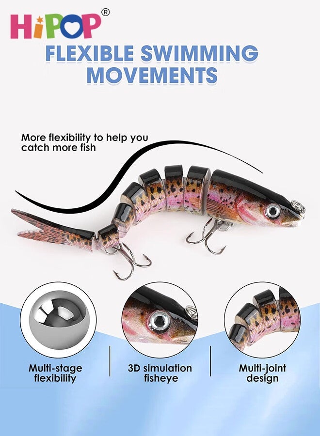 HIPOP 3 Pieces Predator Fishing Lure, Bionic Slow Sinking Artificial Pike Fishing Lures Multi-Jointed Fishing Lures with Triple Hooks for Predator, Pike, Trout - Image 2